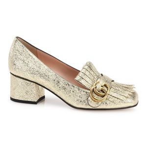 Gucci Marmont Metallic Gold Mid-heel pump sz 38